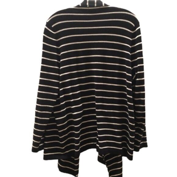STITCH FIX STACCATO Cardigan Black and White Stripe W… - Picture 2 of 5